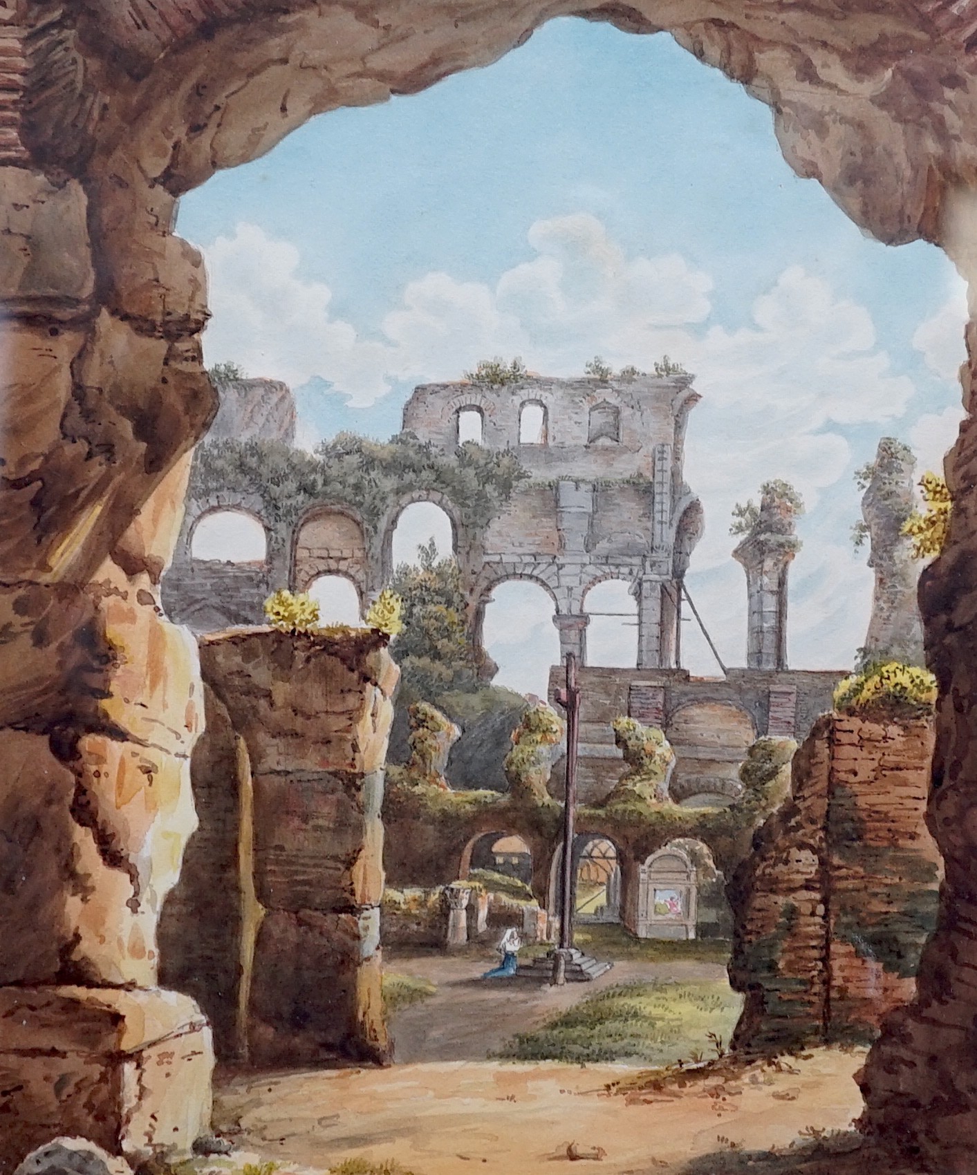 Maria Lushington (1800-1855), watercolour, 'The Ruin, Pula, Croatia', label verso, 23 x 19cm